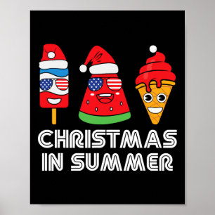Weihnachten im Sommer Weihnachtsmann Party Strand  Poster