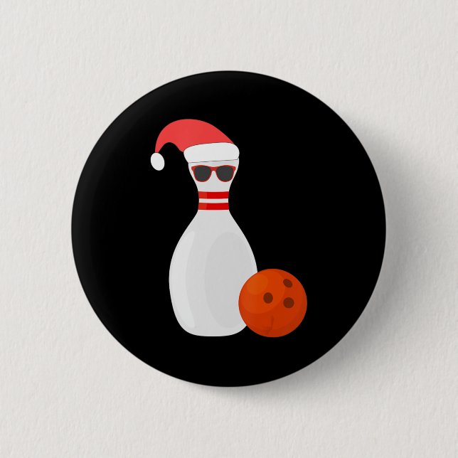 Weihnachten im Sport - Bowling Snowman Bowling Button (Vorderseite)