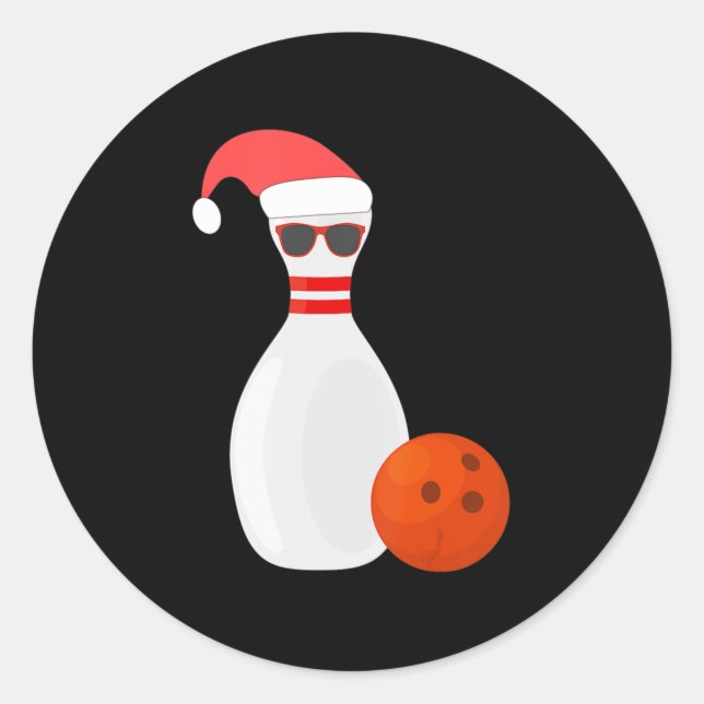 Weihnachten im Sport - Bowling Snowman Bowling Runder Aufkleber (Vorderseite)