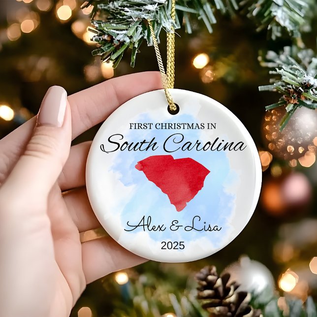 Weihnachten im Staat South Carolina Keramik Ornament (Von Creator hochgeladen)