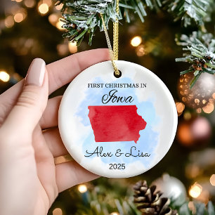 Weihnachten im Staat von Iowa Keramik Ornament