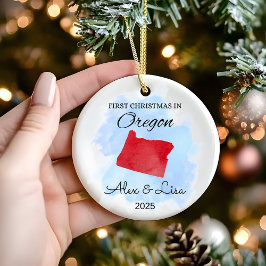 Weihnachten im Staat von Oregon Keramik Ornament