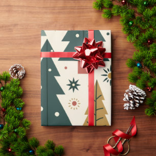 Weihnachten im Stil der Mitte des 20. Jahrhunderts Geschenkpapier