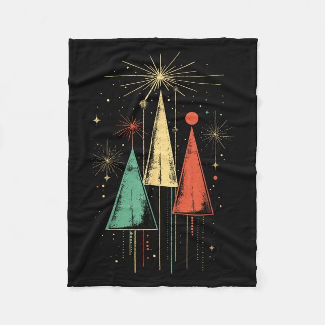 Weihnachten im Stil der Mitte des Jahrhunderts  Fleecedecke (Vorderseite)