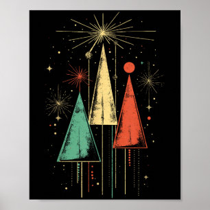 Weihnachten im Stil der Mitte des Jahrhunderts Poster