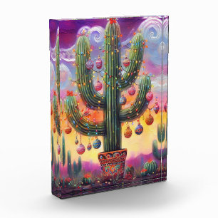 Weihnachten im Südwesten der Wüste Saguaro Fotoblock