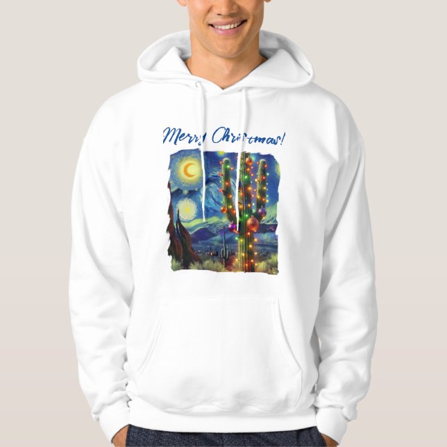 Weihnachten im Südwesten der Wüste Saguaro Hoodie (Vorderseite)