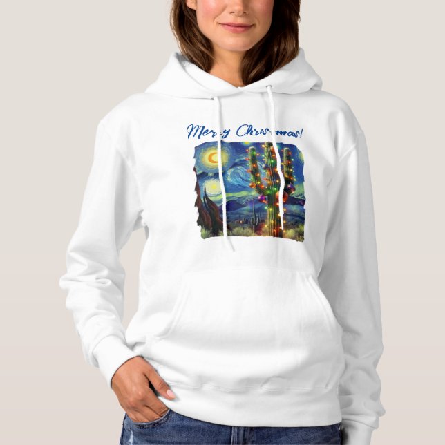 Weihnachten im Südwesten der Wüste Saguaro Hoodie (Vorderseite)