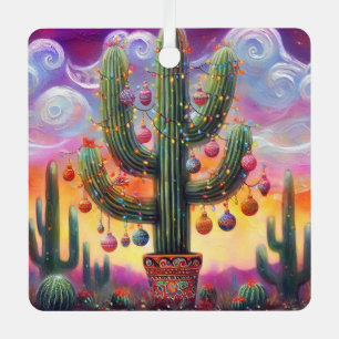 Weihnachten im Südwesten der Wüste Saguaro Ornament Aus Metall