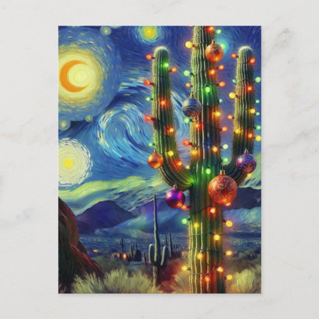 Weihnachten im Südwesten der Wüste Saguaro Postkarte (Vorderseite)