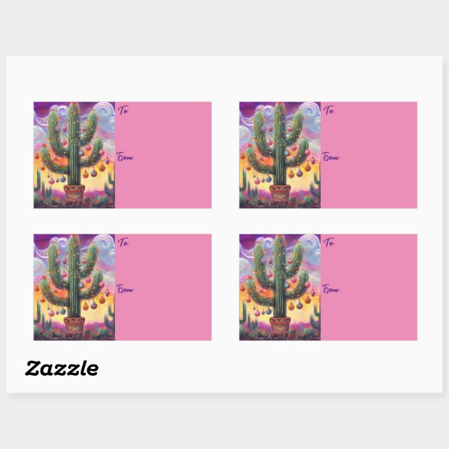 Weihnachten im Südwesten der Wüste Saguaro Rechteckiger Aufkleber (Blatt)