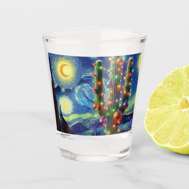 Weihnachten im Südwesten der Wüste Saguaro Schnapsglas (Vorderseite)