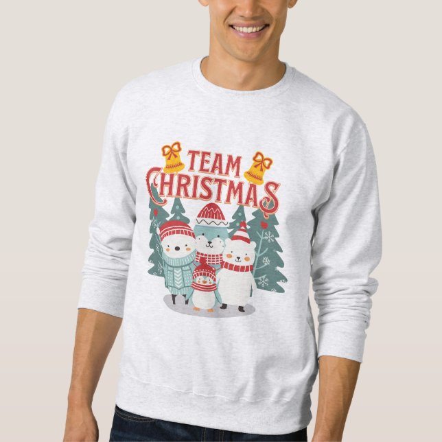 Weihnachten im Team: Niedlicher Feiertagsgeist Sweatshirt (Vorderseite)