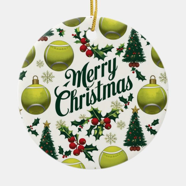 Weihnachten im Tennis für den Spieler Keramik Ornament (Vorne)