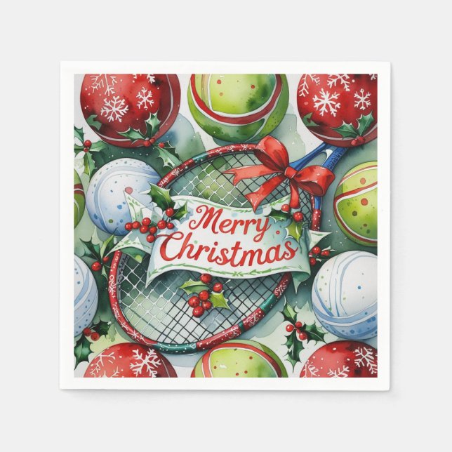 Weihnachten im Tennis für den Spieler Serviette (Vorderseite)
