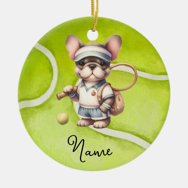 Weihnachten im Tennis für Spieler Keramik Ornament (Vorne)