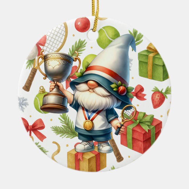 Weihnachten im Tennis Keramik Ornament (Vorne)