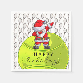 Weihnachten im Tennis mit Ball und Racket mit Sant Serviette