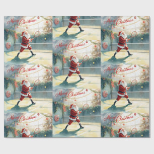 Weihnachten im Tennis mit dem Weihnachtsmann auf d Geschenkpapier