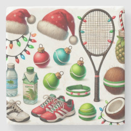 Weihnachten im Tennis mit Schlägerei und Weihnacht Steinuntersetzer