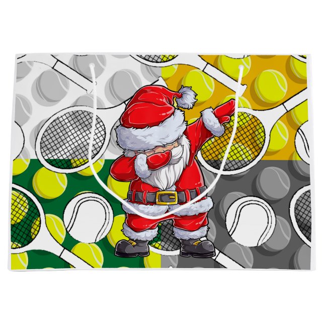 Weihnachten im Tennis mit Weihnachtsmann und Schlä Große Geschenktüte (Vorderseite)