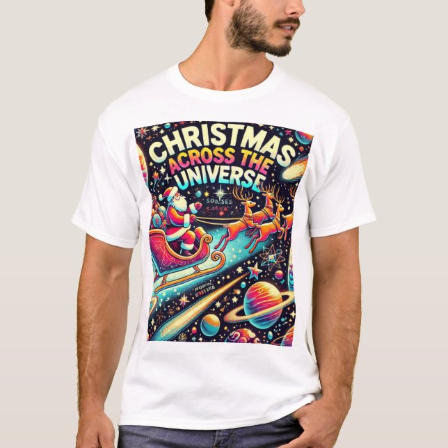 Weihnachten im Universum - Weihnachtsmann im Weltr T-Shirt (Vorderseite)