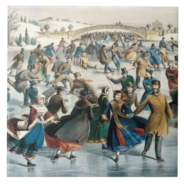 Weihnachten im viktorianischen Central Park Currie Fliese (Vorderseite)