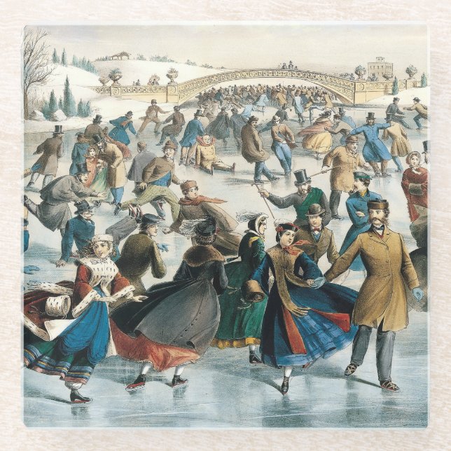 Weihnachten im viktorianischen Central Park Currie Glasuntersetzer (Vorderseite)