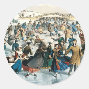 Weihnachten im viktorianischen Central Park Currie Runder Aufkleber