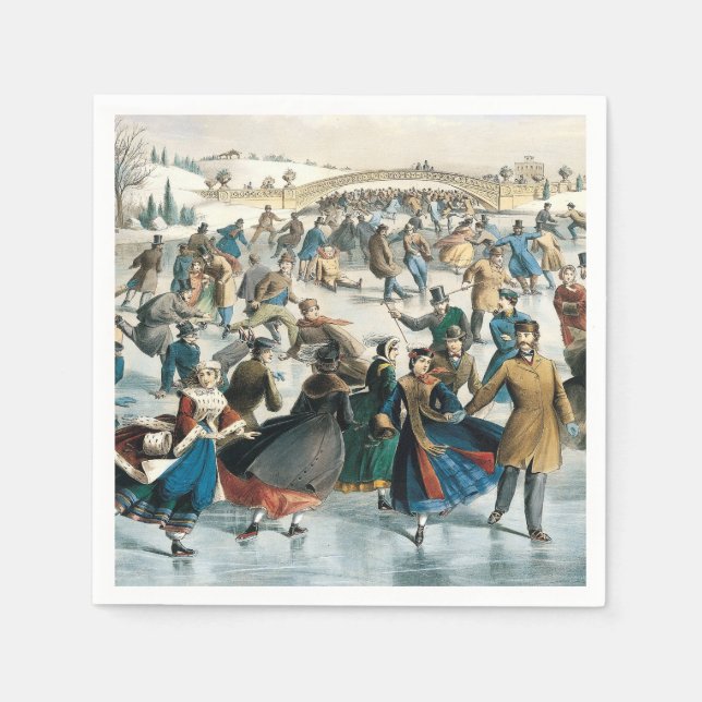 Weihnachten im viktorianischen Central Park Currie Serviette (Vorderseite)