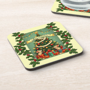 Weihnachten im viktorianischen Stil Glückliche Mäu Getränkeuntersetzer