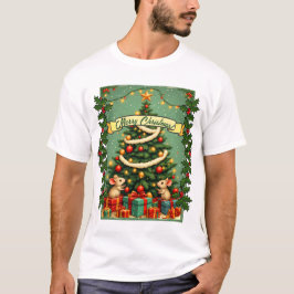 Weihnachten im viktorianischen Stil Glückliche Mäu T-Shirt