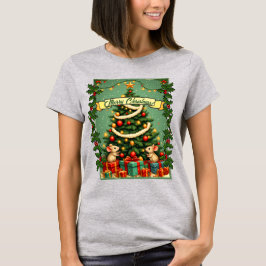 Weihnachten im viktorianischen Stil Glückliche Mäu T-Shirt