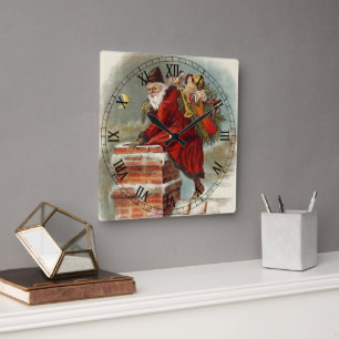 Weihnachten im viktorianischen Stil: Heiliger Niko Quadratische Wanduhr