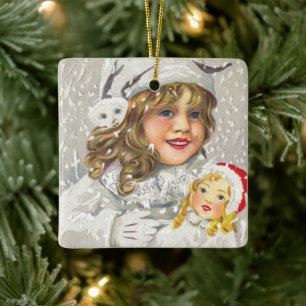 Weihnachten im viktorianischen Stil - Mädchen mit Keramikornament