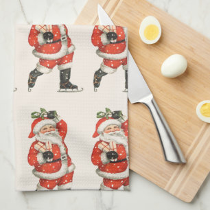 Weihnachten im viktorianischen Stil Santa Claus Ei Geschirrtuch