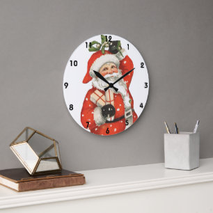 Weihnachten im viktorianischen Stil Santa Claus Ei Große Wanduhr