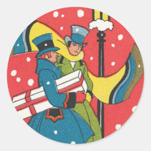 Weihnachten im viktorianischen Stil, viktorianisch Runder Aufkleber