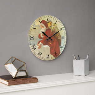 Weihnachten im viktorianischen Zeitalter: Santa Cl Große Wanduhr