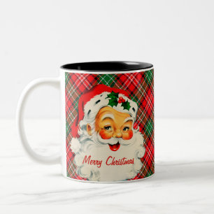 Weihnachten im Vintage-Look - Santa-Karo-Mug Zweifarbige Tasse