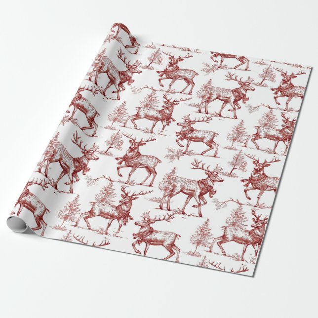 Weihnachten im Vintage-Rot Geschenkpapier (Ungerollt)
