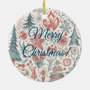 Weihnachten im Vintage skandinavischen Design Keramik Ornament