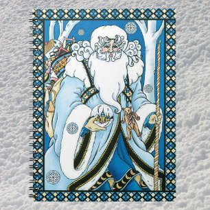 Weihnachten im Vintage-Stil, blauer Weihnachtsmann Notizblock