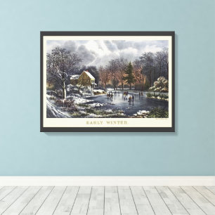 Weihnachten im Vintage-Stil, Eisläufer auf einem T Leinwanddruck