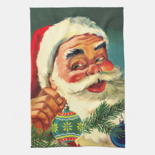 Weihnachten im Vintage-Stil, fröhlicher Retro-Sant Geschirrtuch