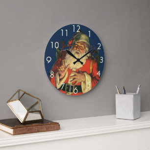 Weihnachten im Vintage-Stil, fröhlicher Weihnachts Große Wanduhr