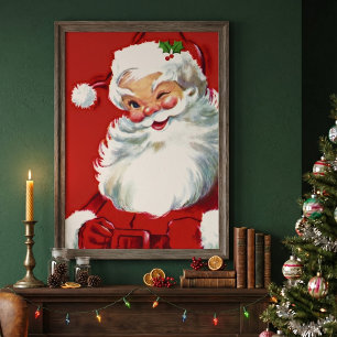 Weihnachten im Vintage-Stil, fröhlicher zwinkernd Poster