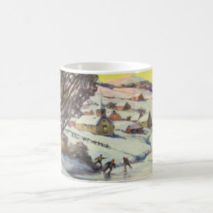 Weihnachten im Vintage-Stil, Gefrorener See mit Ei Tasse