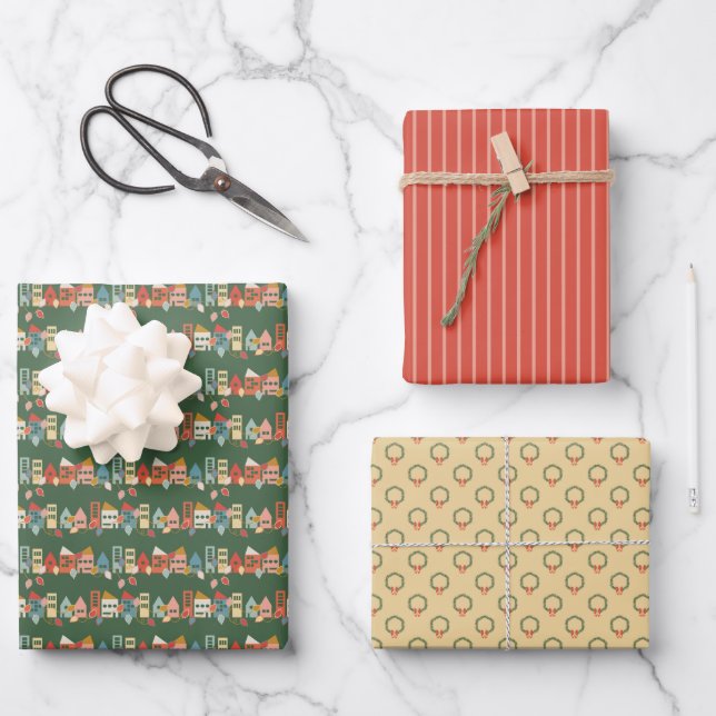 Weihnachten im Vintage-Stil  Geschenkpapier Set (Vorderseite)