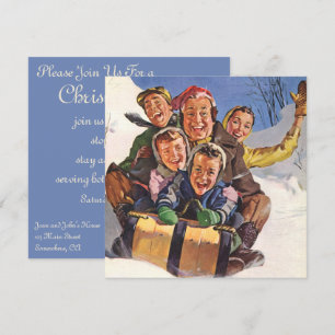 Weihnachten im Vintage-Stil, glückliche Familie be Einladung